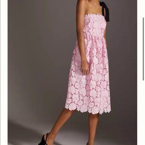 Anthropologie Pink Lace Mini Dress